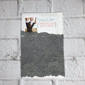 Platinum Grey Stretch Lace Boot Cuffs by Grace & Lace